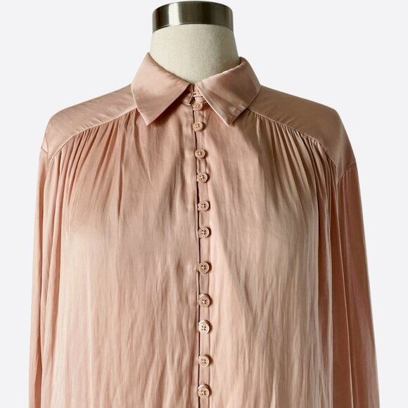 Zadig & Voltaire Trent Satin Blouse XS Blush Pink Relaxed Fit Top - Picture 3 of 9